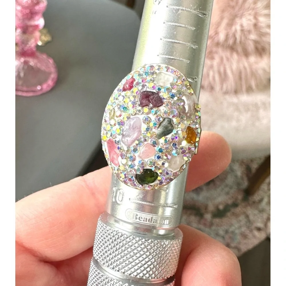Large Pave Rhinestone Statement ring with AB Rhinestones & colorful stones